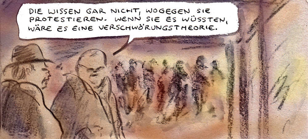 1bis19 - Cartoon von Zeller - Verschwörerisch